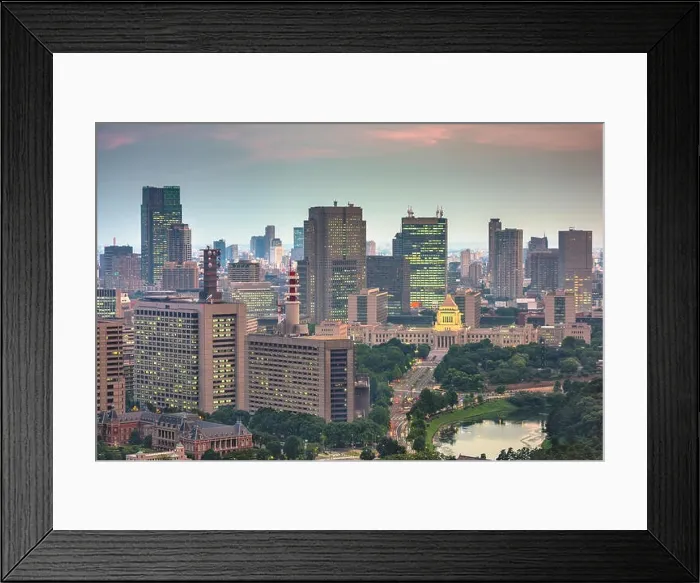 Framed Print : Tokyo, Japan cityscape over Chiyoda Ward with the National Diet Building at twilight Framed Print : Tokyo, Japan cityscape over Chiyoda Ward with the National Diet Building at twilight