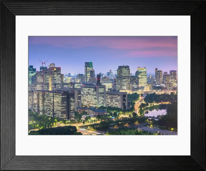 Framed Print : Tokyo, Japan cityscape over Chiyoda Ward with the National Diet Building at twilight Framed Print : Tokyo, Japan cityscape over Chiyoda Ward with the National Diet Building at twilight