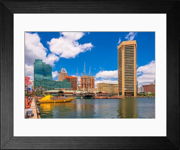 Framed Print : Baltimore, Maryland, USA Skyline on the Inner Harbor in the daytime Framed Print : Baltimore, Maryland, USA Skyline on the Inner Harbor in the daytime