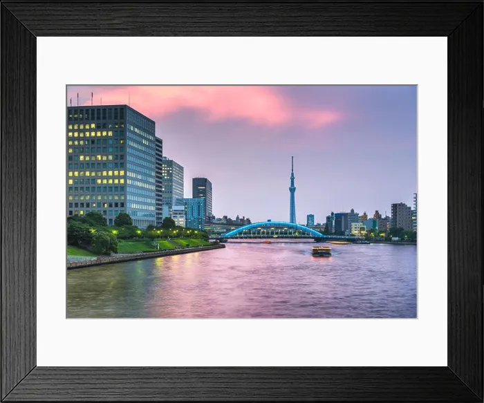 Framed Print : Tokyo, Japan skyline on the Sumida River at night Framed Print : Tokyo, Japan skyline on the Sumida River at night