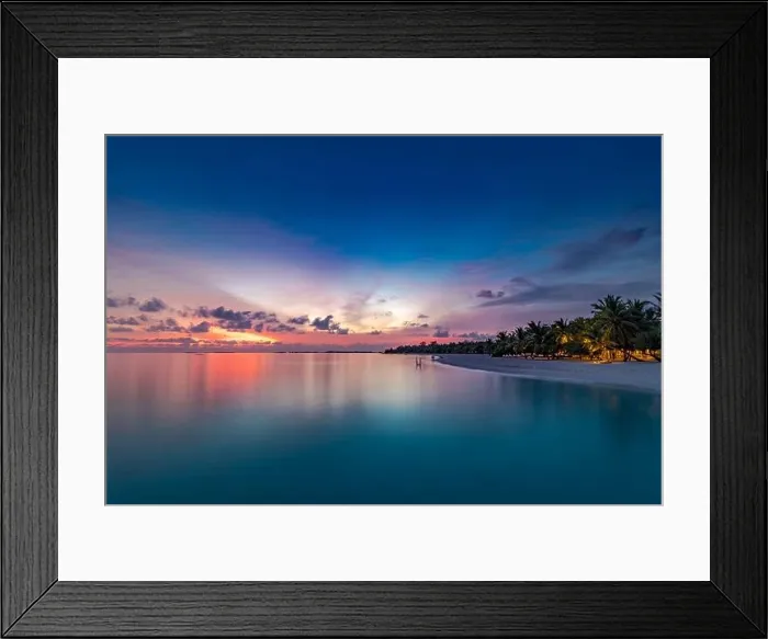 Framed Print : Palm tree sandy beach sunrise. Silhouette of palm trees Beautiful sunset on the tropical sea beach background for travel in holiday relax island Framed Print : Palm tree sandy beach sunrise. Silhouette of palm trees Beautiful sunset on the tropical sea beach background for travel in holiday relax island