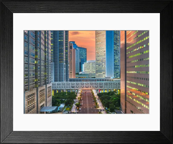 Framed Print : Shinjuku, Tokyo, Japan cityscape past the Metropolitan Government Building at dusk Framed Print : Shinjuku, Tokyo, Japan cityscape past the Metropolitan Government Building at dusk