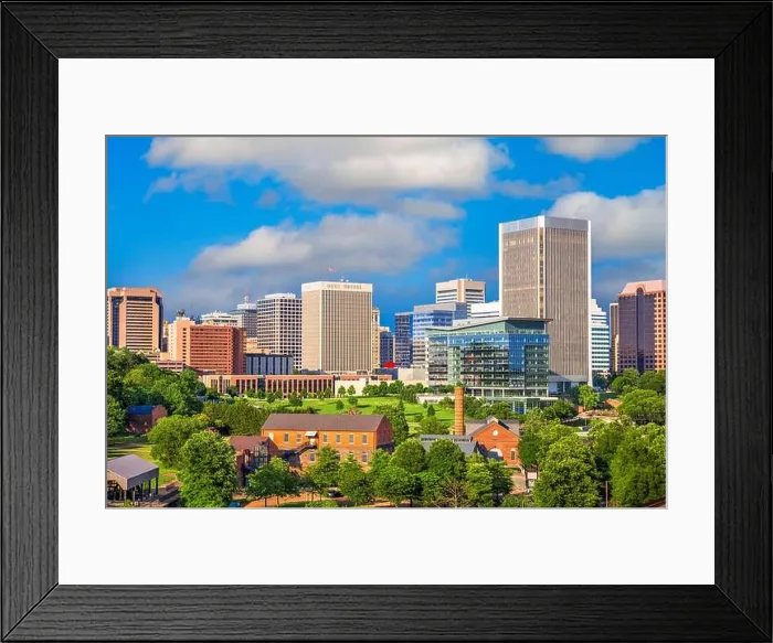Framed Print : Richmond, Virginia park and skyline in the afternoon Framed Print : Richmond, Virginia park and skyline in the afternoon