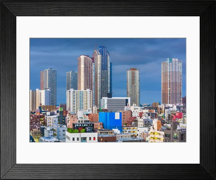 Framed Print : Kawasaki, Japan downtown city skyline at dusk in the Musashi-Kosugi area