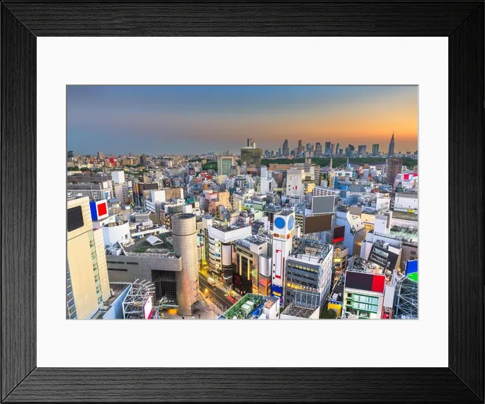 Framed Print : Tokyo, Japan city skyline over Shibuya Ward with the Shinjuku Ward skyline in the distance Framed Print : Tokyo, Japan city skyline over Shibuya Ward with the Shinjuku Ward skyline in the distance