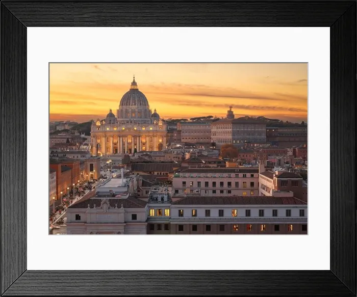 Framed Print : Vatican City skyline with St. Peter's Basilica during sunset Framed Print : Vatican City skyline with St. Peter's Basilica during sunset