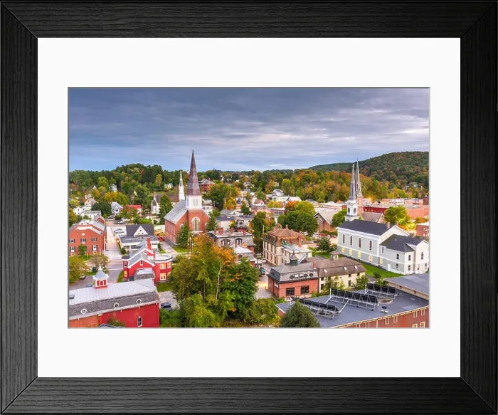 Framed Print : Montpelier, Vermont, USA town skyline at dusk Framed Print : Montpelier, Vermont, USA town skyline at dusk