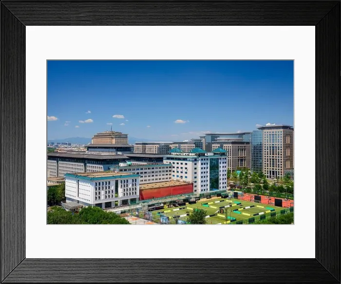 Framed Print : Beijing, China cityscape overlooking sports facilities in the afternoon Framed Print : Beijing, China cityscape overlooking sports facilities in the afternoon