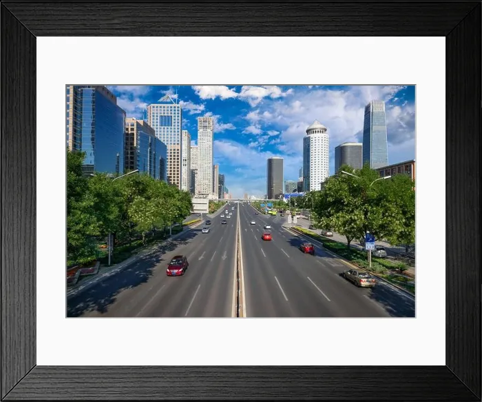 Framed Print : Beijing, China central business district cityscape and highway in the afternoon Framed Print : Beijing, China central business district cityscape and highway in the afternoon