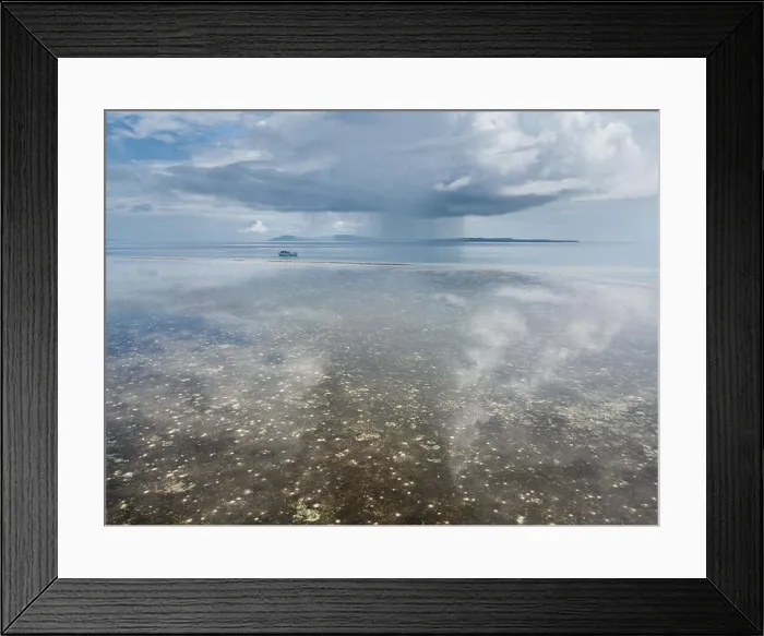 Framed Print : A gorgeous coral reef surrounds the remote island of Koon in the Banda Sea of Indonesia. This tropical region is known for its marine biodiversity Framed Print : A gorgeous coral reef surrounds the remote island of Koon in the Banda Sea of Indonesia. This tropical region is known for its marine biodiversity