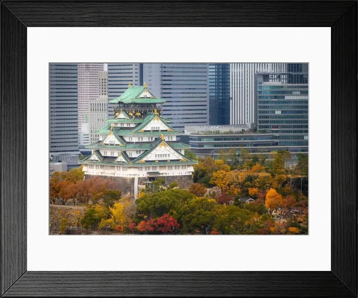 Framed Print : Osaka Castle with Japanese garden and city office building skyscraper at autumn season in Osaka, Japan. Japan tourism, history building, or tradition Framed Print : Osaka Castle with Japanese garden and city office building skyscraper at autumn season in Osaka, Japan. Japan tourism, history building, or tradition