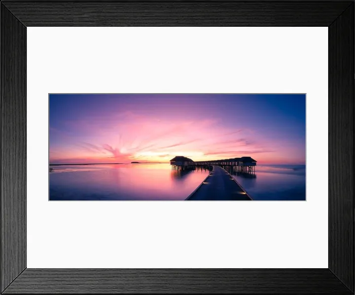 Framed Print : Amazing sunset beach in Maldives, with luxury over water villas and perfect sunset sky. Dreamy summer vacation and holiday concept Framed Print : Amazing sunset beach in Maldives, with luxury over water villas and perfect sunset sky. Dreamy summer vacation and holiday concept