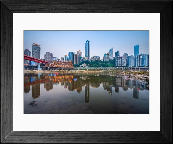 Framed Print : Chongqing, China skyline on the Jialing River at dusk Framed Print : Chongqing, China skyline on the Jialing River at dusk