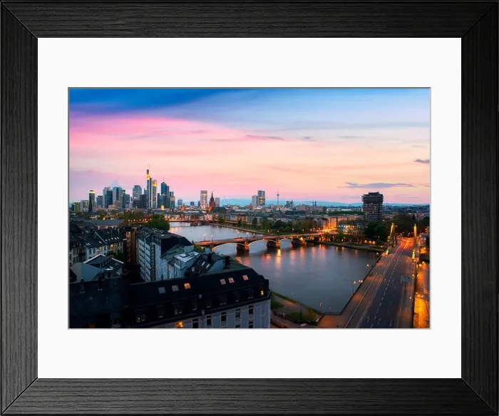 Framed Print : Cityscape image of Frankfurt am Main skyline during beautiful sunset Framed Print : Cityscape image of Frankfurt am Main skyline during beautiful sunset