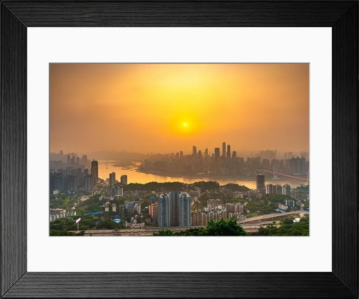Framed Print : Chongqing, China downtown city skyline over the Yangtze River just before sunset Framed Print : Chongqing, China downtown city skyline over the Yangtze River just before sunset