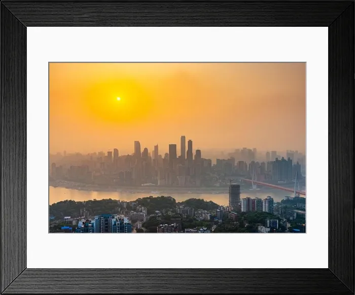 Framed Print : Chongqing, China downtown city skyline over the Yangtze River just before sunset Framed Print : Chongqing, China downtown city skyline over the Yangtze River just before sunset