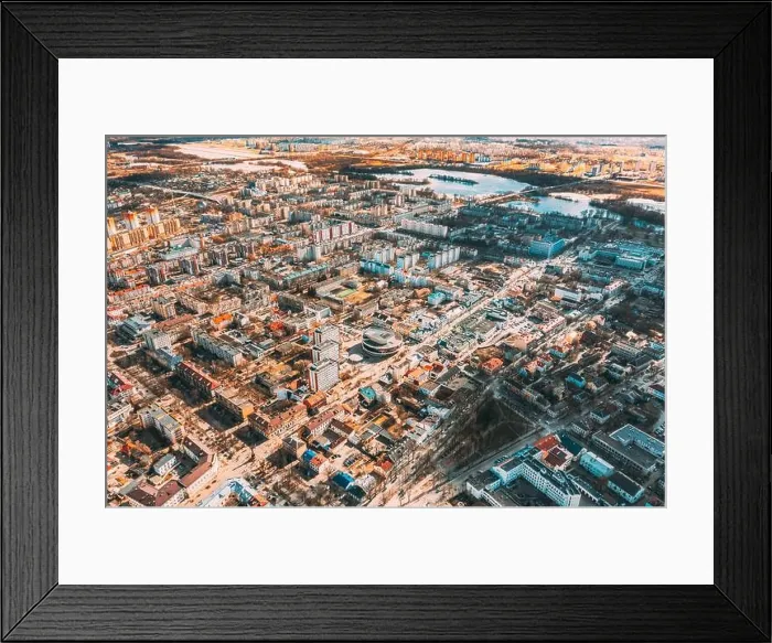 Framed Print : Brest, Belarus. Brest Cityscape Skyline In Spring Day. Bird's-eye View Of Residential Districts. Aerial View Of Belarus Cinema And Pedestrian Framed Print : Brest, Belarus. Brest Cityscape Skyline In Spring Day. Bird's-eye View Of Residential Districts. Aerial View Of Belarus Cinema And Pedestrian