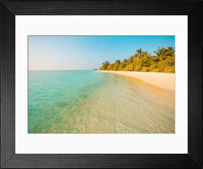 Framed Print : Perfect beach view. Summer holiday and vacation design. Inspirational tropical beach, palm trees and white sand. Tranquil scenery, relaxing beach Framed Print : Perfect beach view. Summer holiday and vacation design. Inspirational tropical beach, palm trees and white sand. Tranquil scenery, relaxing beach