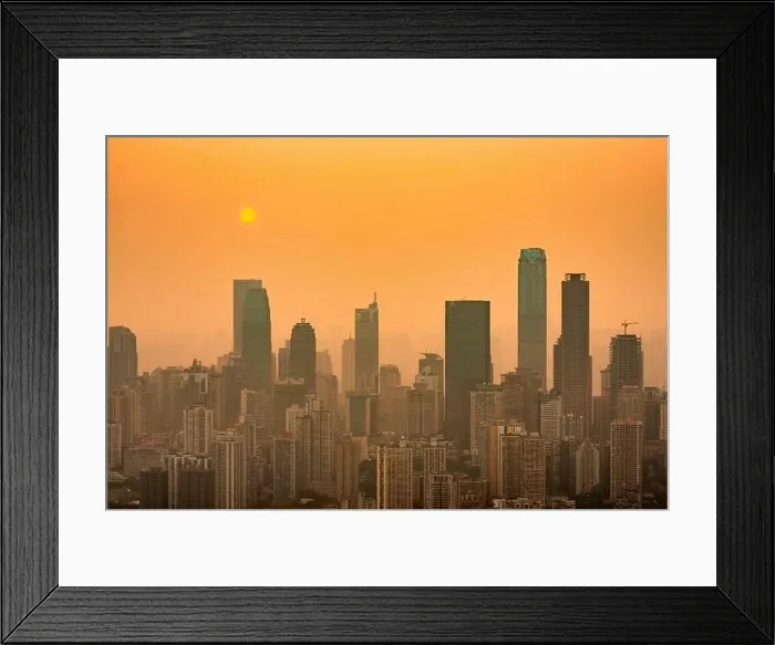 Framed Print : Chongqing, China downtown city skyline over the Yangtze River just before sunset Framed Print : Chongqing, China downtown city skyline over the Yangtze River just before sunset