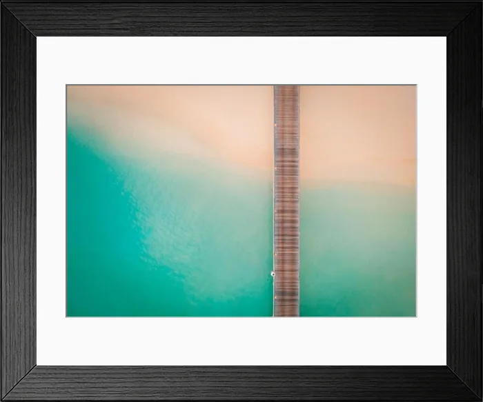 Framed Print : Amazing bird eyes view in Maldives, landscape of coast or shore, sunrise soft light, long wooden jetty Framed Print : Amazing bird eyes view in Maldives, landscape of coast or shore, sunrise soft light, long wooden jetty