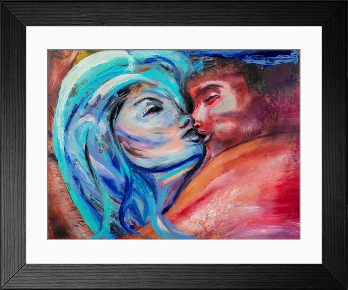 Framed Print : Awesome painting background with a face of mother and child Framed Print : Awesome painting background with a face of mother and child