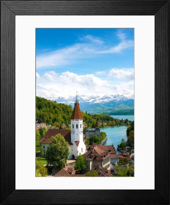 Framed Print : Landscape of the historic city of Thun, in the canton of Bern in Switzerland Framed Print : Landscape of the historic city of Thun, in the canton of Bern in Switzerland