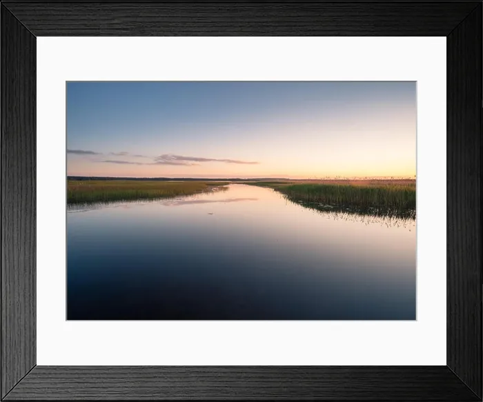 Framed Print : Scenic lake view with peaceful water surface in Finland Framed Print : Scenic lake view with peaceful water surface in Finland