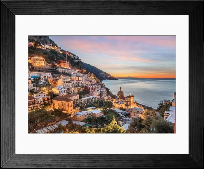 Framed Print : Positano, Italy along the Amalfi Coast at dusk Framed Print : Positano, Italy along the Amalfi Coast at dusk