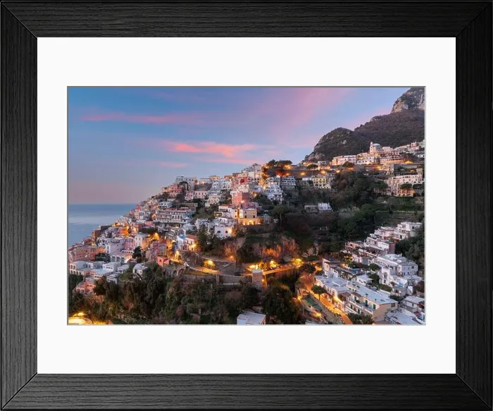 Framed Print : Positano, Italy along the Amalfi Coast at dusk Framed Print : Positano, Italy along the Amalfi Coast at dusk