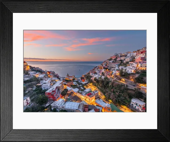 Framed Print : Positano, Italy along the Amalfi Coast at dusk Framed Print : Positano, Italy along the Amalfi Coast at dusk