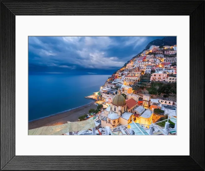 Framed Print : Positano, Italy along the Amalfi Coast at dusk Framed Print : Positano, Italy along the Amalfi Coast at dusk