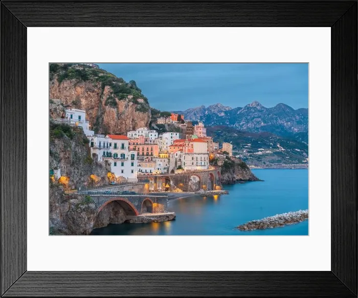 Framed Print : Atrani, Italy along the beautiful Amalfi Coast in the evening Framed Print : Atrani, Italy along the beautiful Amalfi Coast in the evening