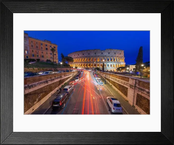 Framed Print : Rome, Italy at the Colosseum over the street at night Framed Print : Rome, Italy at the Colosseum over the street at night