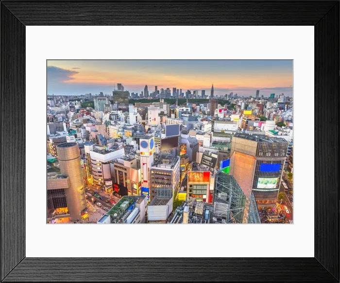 Framed Print : Tokyo, Japan city skyline over Shibuya Ward with the Shinjuku Ward skyline in the distance Framed Print : Tokyo, Japan city skyline over Shibuya Ward with the Shinjuku Ward skyline in the distance