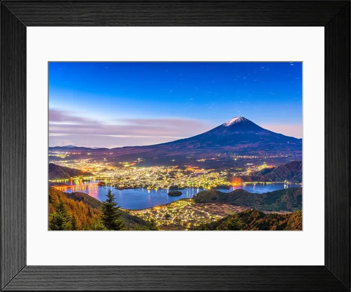 Framed Print : Mt. Fuji, Japan over lake Kawaguchi on an autumn morning Framed Print : Mt. Fuji, Japan over lake Kawaguchi on an autumn morning