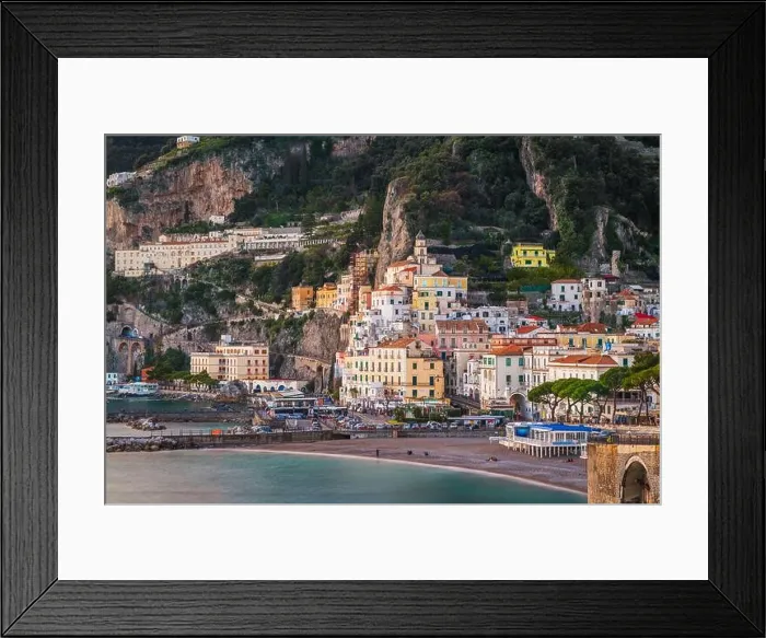 Framed Print : Amalfi, Italy coastal town skyline on the Tyrrhenian Sea Framed Print : Amalfi, Italy coastal town skyline on the Tyrrhenian Sea