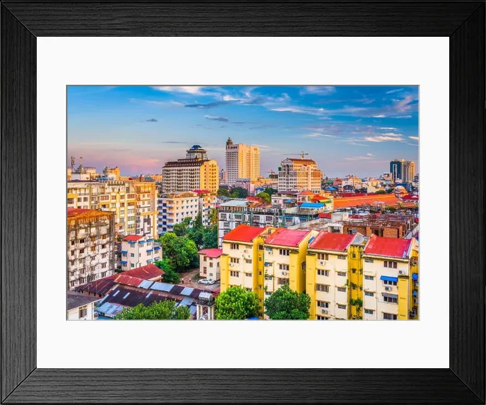 Framed Print : Yangon, Myanmar downtown skyline Framed Print : Yangon, Myanmar downtown skyline