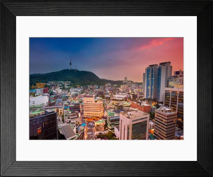 Framed Print : Seoul. Image of Seoul downtown during twilight blue hour Framed Print : Seoul. Image of Seoul downtown during twilight blue hour