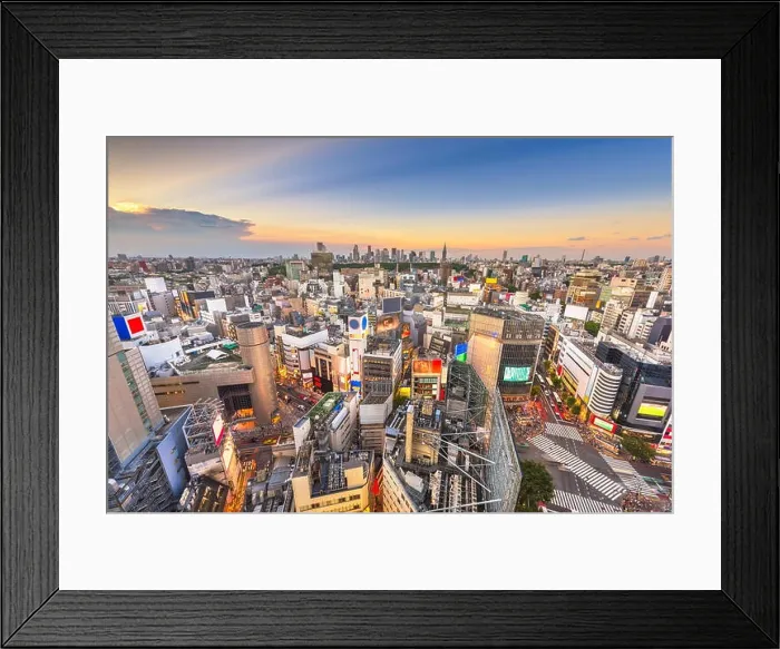 Framed Print : Tokyo, Japan city skyline over Shibuya Ward with the Shinjuku Ward skyline in the distance Framed Print : Tokyo, Japan city skyline over Shibuya Ward with the Shinjuku Ward skyline in the distance