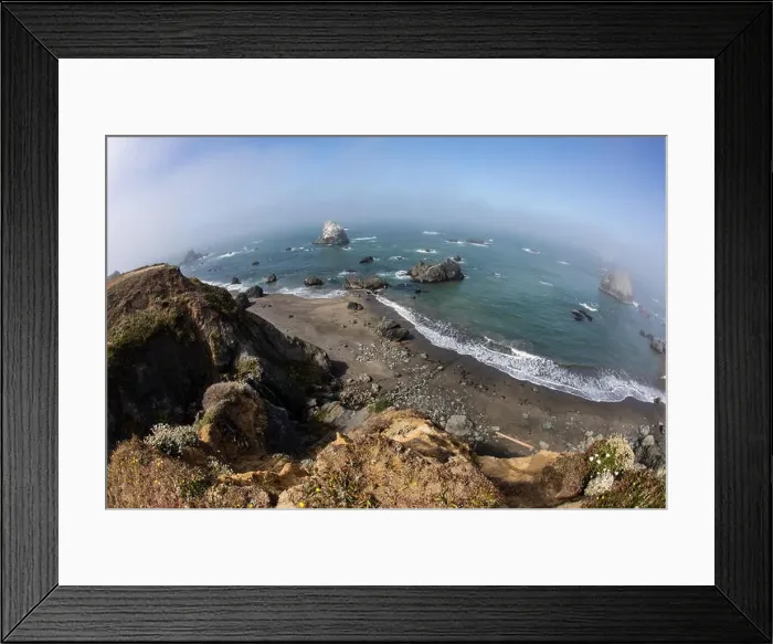Framed Print : Morning mist sweeps along the scenic coast of northern California in Sonoma. This beautiful area has many easily accessible trails and beaches Framed Print : Morning mist sweeps along the scenic coast of northern California in Sonoma. This beautiful area has many easily accessible trails and beaches