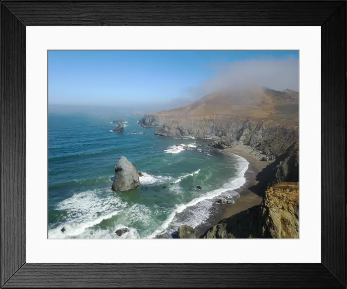 Framed Print : Morning mist sweeps along the scenic coast of northern California in Sonoma. This beautiful area has many easily accessible trails and beaches Framed Print : Morning mist sweeps along the scenic coast of northern California in Sonoma. This beautiful area has many easily accessible trails and beaches
