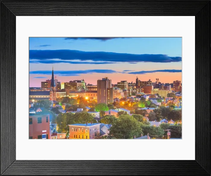 Framed Print : Portland, Maine, USA downtown city skyline at dusk Framed Print : Portland, Maine, USA downtown city skyline at dusk