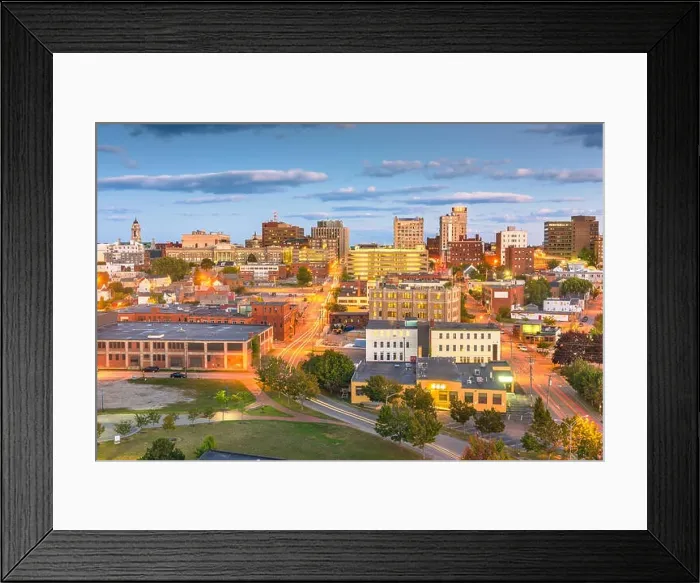 Framed Print : Portland, Maine, USA downtown city skyline at dusk Framed Print : Portland, Maine, USA downtown city skyline at dusk