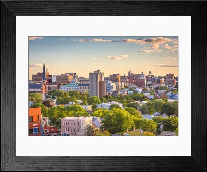 Framed Print : Portland, Maine, USA downtown city skyline at dusk Framed Print : Portland, Maine, USA downtown city skyline at dusk