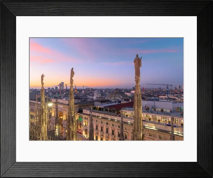 Framed Print : Milan, Italy city skyline from above in the evening Framed Print : Milan, Italy city skyline from above in the evening