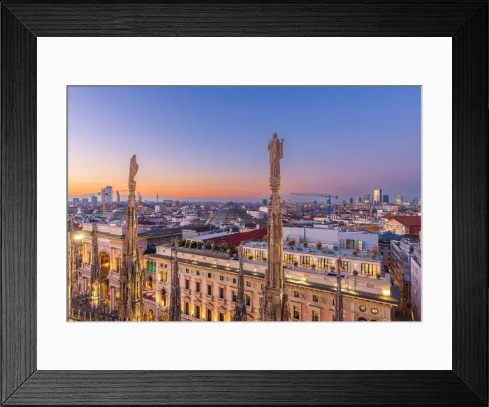 Framed Print : Milan, Italy city skyline from above in the evening Framed Print : Milan, Italy city skyline from above in the evening