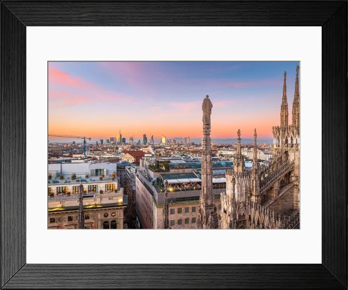 Framed Print : Milan, Italy city skyline from above in the evening Framed Print : Milan, Italy city skyline from above in the evening