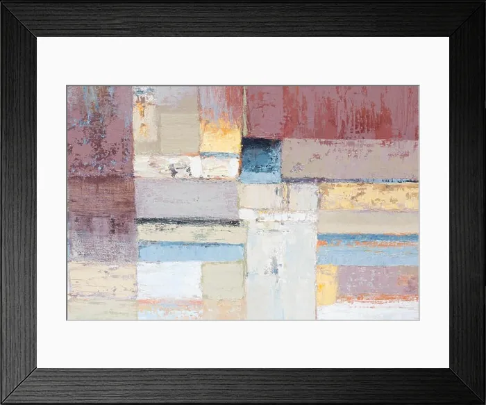 Framed Print : Textured abstract painting. Hand painted background. Different houses