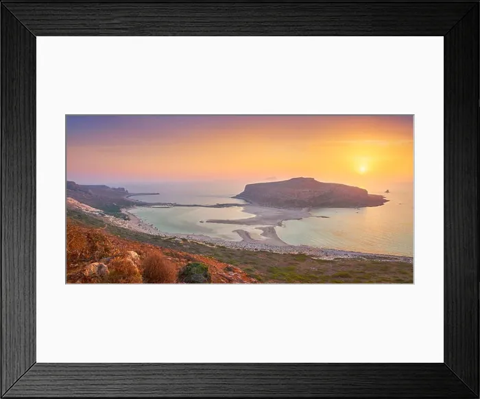 Framed Print : Panoramic sunset at Balos Beach, Crete Island, Greece Framed Print : Panoramic sunset at Balos Beach, Crete Island, Greece