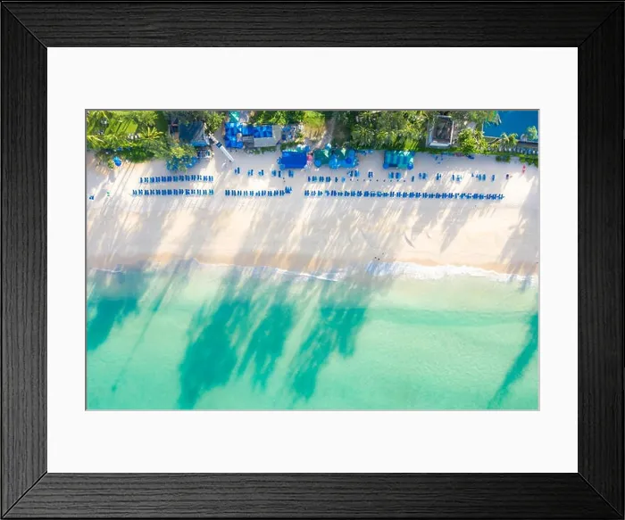 Framed Print : Aerial view of sandy beach with tourists swimming in beautiful clear sea water in Phuket, Thailand Framed Print : Aerial view of sandy beach with tourists swimming in beautiful clear sea water in Phuket, Thailand